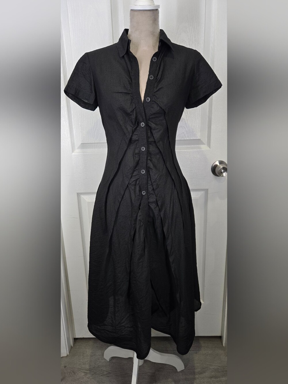 ROSTFREI by Anett Röstel Black Textured Ruched Midi Dress